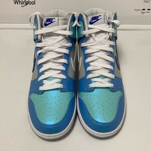 NWOT Nike Blue and White High-Top Sneakers